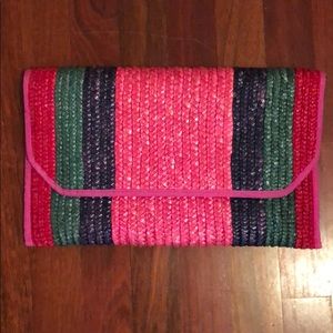 Colorful straw clutch